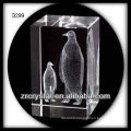 K9 3D Laser Etched Penguin Inside Crystal Rectangle